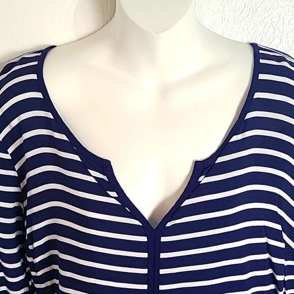 Oh Baby Maternity Top, Navy & White Stripes with Tie Belt, Size Large - Picture 4 of 8